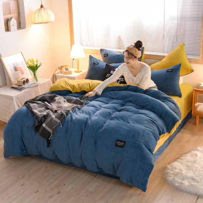 91家纺网 家纺一手货源 找家纺 唐人居 2025新款牛奶绒双拼贴布绣四件套 格调-兰