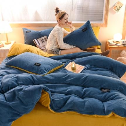 唐人居 2025新款牛奶绒双拼贴布绣四件套 格调-兰