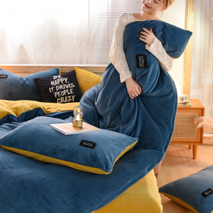 91家纺网 家纺一手货源 找家纺 唐人居 2025新款牛奶绒双拼贴布绣四件套 格调-兰