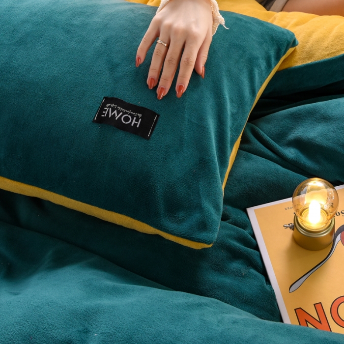 91家纺网 家纺一手货源 找家纺 唐人居 2025新款牛奶绒双拼贴布绣四件套 格调-绿