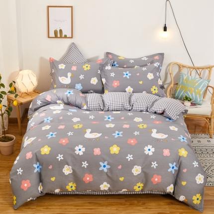 91家纺网 家纺一手货源 找家纺 2025新款13070全棉四件套纯棉三件套无化纤 呆萌小鸭