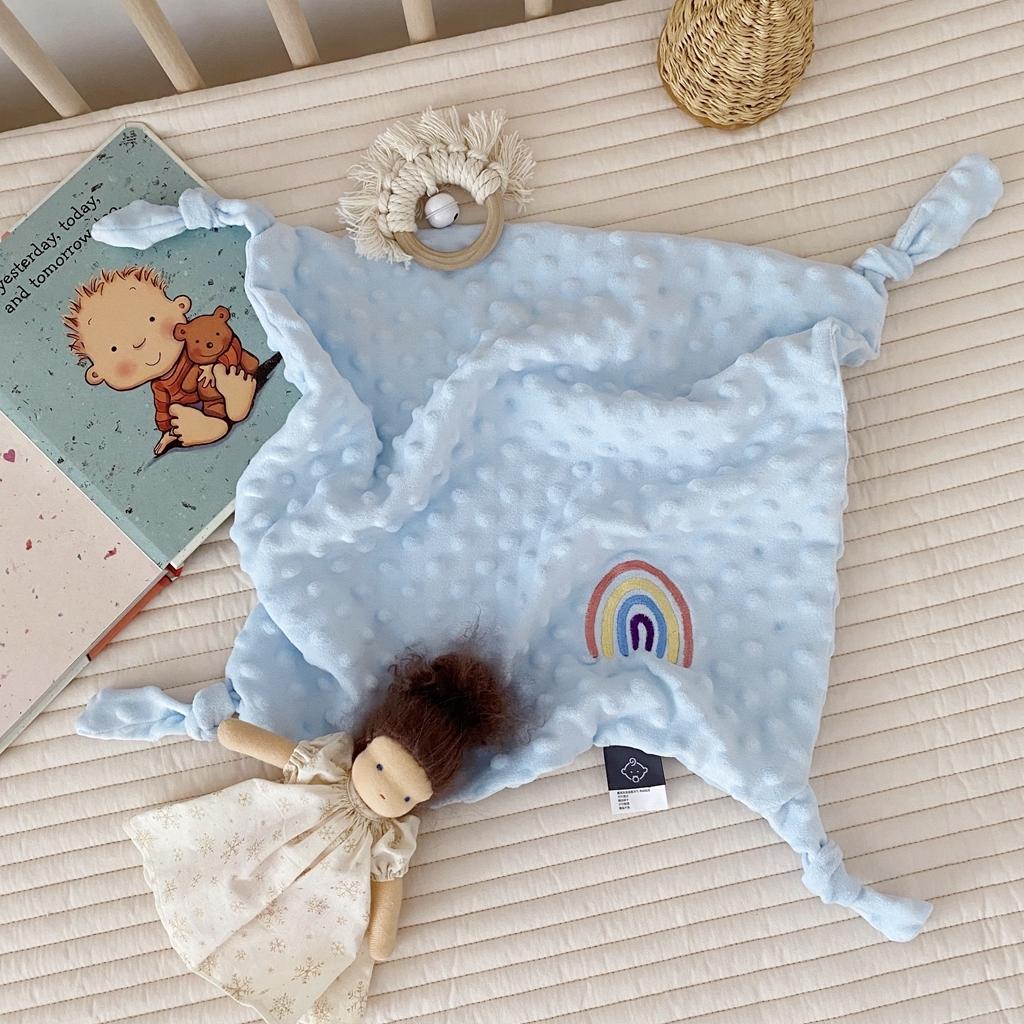 91家纺网 家纺一手货源 找家纺 星期八 2020新款魔法豆豆安抚巾40*40cm 蓝色