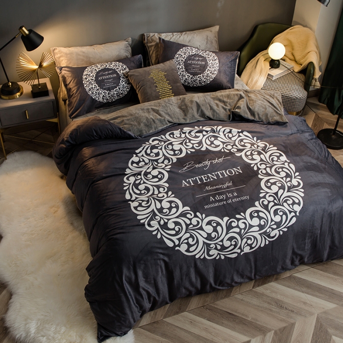 91家纺网 家纺一手货源 找家纺 （总）涵宸 2020新款绒-水晶绒数码潮系列四件套