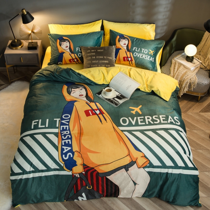 91家纺网 家纺一手货源 找家纺 涵宸 2020新款绒-水晶绒数码潮系列四件套 酷比