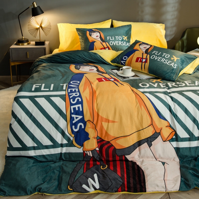 91家纺网 家纺一手货源 找家纺 涵宸 2020新款绒-水晶绒数码潮系列四件套 酷比