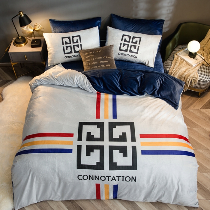 91家纺网 家纺一手货源 找家纺 涵宸 2020新款绒-水晶绒数码潮系列四件套 迷宫