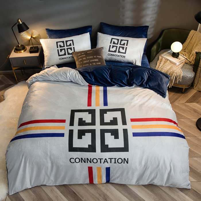 91家纺网 家纺一手货源 找家纺 涵宸 2020新款绒-水晶绒数码潮系列四件套 迷宫