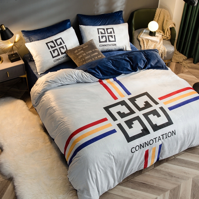 91家纺网 家纺一手货源 找家纺 涵宸 2020新款绒-水晶绒数码潮系列四件套 迷宫