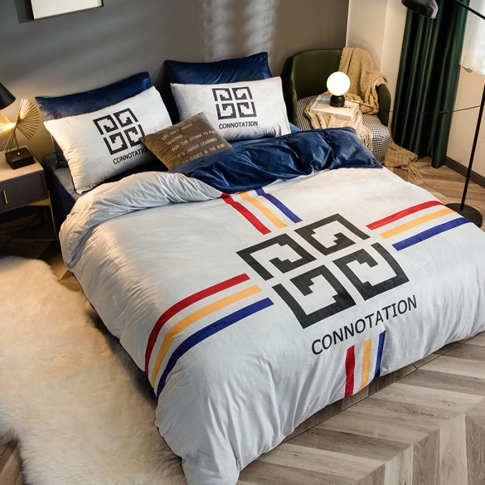 91家纺网 家纺一手货源 找家纺 涵宸 2020新款绒-水晶绒数码潮系列四件套 迷宫