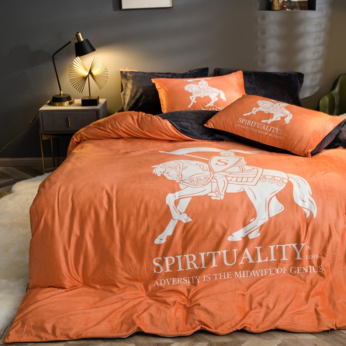 91家纺网 家纺一手货源 找家纺 涵宸 2020新款绒-水晶绒数码潮系列四件套 骑士精神