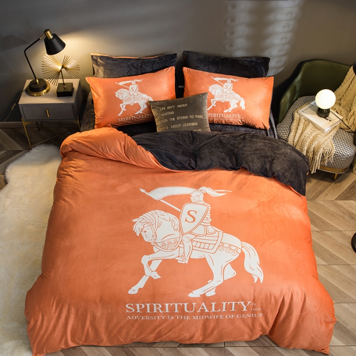 91家纺网 家纺一手货源 找家纺 涵宸 2020新款绒-水晶绒数码潮系列四件套 骑士精神