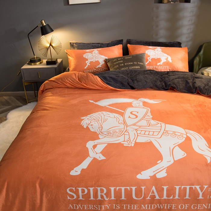 91家纺网 家纺一手货源 找家纺 涵宸 2020新款绒-水晶绒数码潮系列四件套 骑士精神