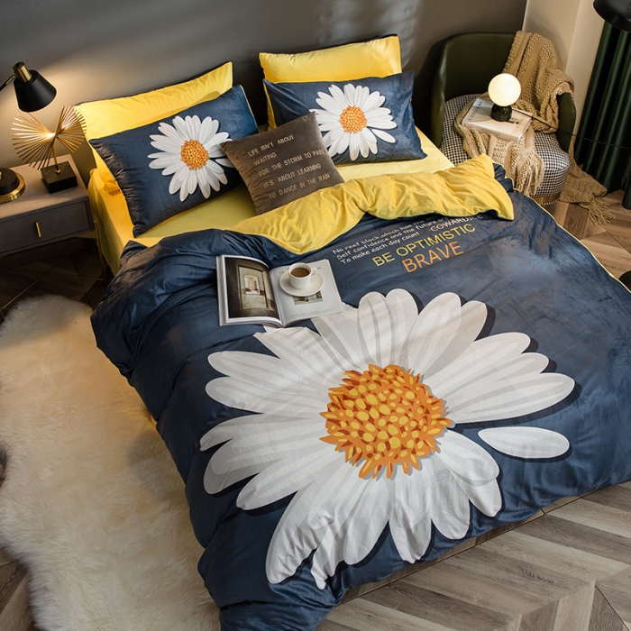 91家纺网 家纺一手货源 找家纺 涵宸 2020新款绒-水晶绒数码潮系列四件套 确幸之花