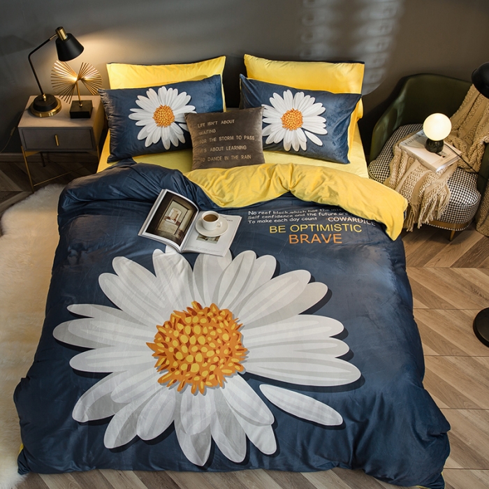 91家纺网 家纺一手货源 找家纺 涵宸 2020新款绒-水晶绒数码潮系列四件套 确幸之花