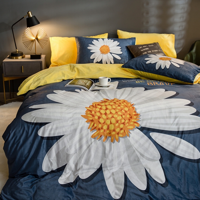 91家纺网 家纺一手货源 找家纺 涵宸 2020新款绒-水晶绒数码潮系列四件套 确幸之花