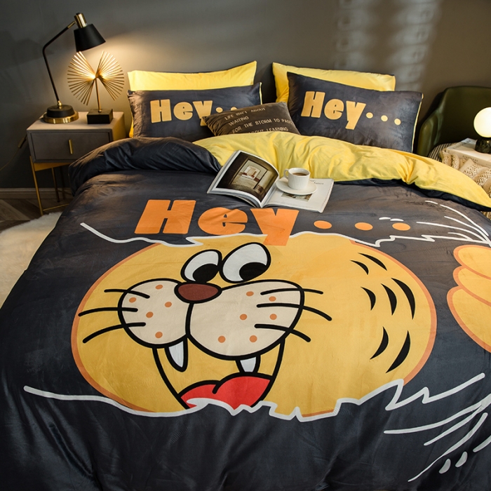 91家纺网 家纺一手货源 找家纺 涵宸 2020新款绒-水晶绒数码潮系列四件套 嘻哈