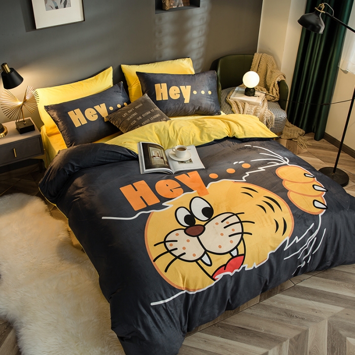 91家纺网 家纺一手货源 找家纺 涵宸 2020新款绒-水晶绒数码潮系列四件套 嘻哈