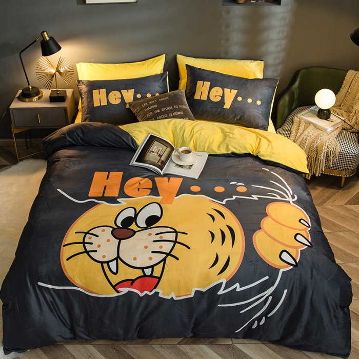 91家纺网 家纺一手货源 找家纺 涵宸 2020新款绒-水晶绒数码潮系列四件套 嘻哈