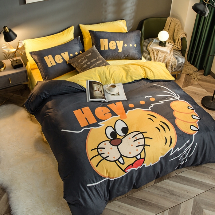 91家纺网 家纺一手货源 找家纺 涵宸 2020新款绒-水晶绒数码潮系列四件套 嘻哈