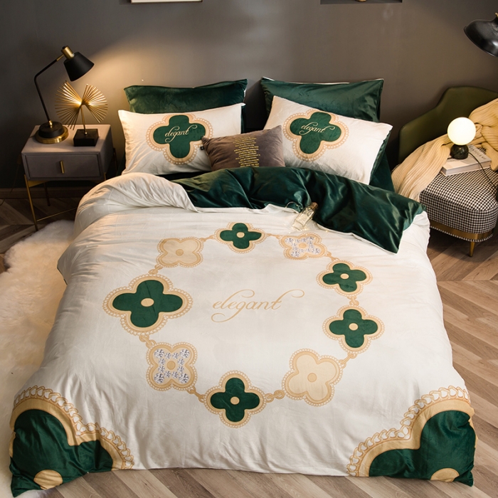 91家纺网 家纺一手货源 找家纺 涵宸 2020新款绒-水晶绒数码潮系列四件套 雅致