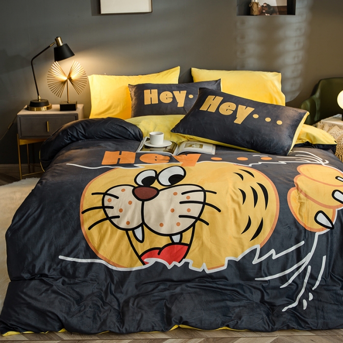 91家纺网 家纺一手货源 找家纺 涵宸 2020新款绒-水晶绒数码潮系列四件套 嘻哈