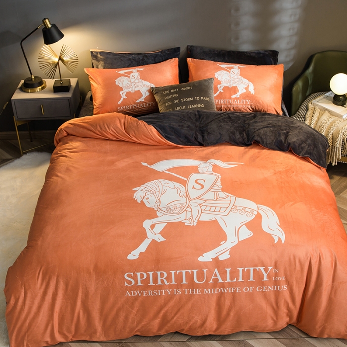 91家纺网 家纺一手货源 找家纺 涵宸 2020新款绒-水晶绒数码潮系列四件套 骑士精神