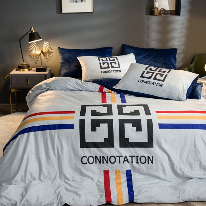 91家纺网 家纺一手货源 找家纺 涵宸 2020新款绒-水晶绒数码潮系列四件套 迷宫