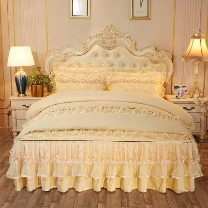 91家纺网 家纺一手货源 找家纺 瑞宝 2025新款不夹棉加厚磨毛床裙梦恋系列四件套梦恋-天蓝