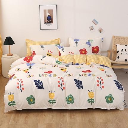 91家纺网 家纺一手货源 找家纺 （总2）百花王 2020新款花色活性芦荟棉四件套