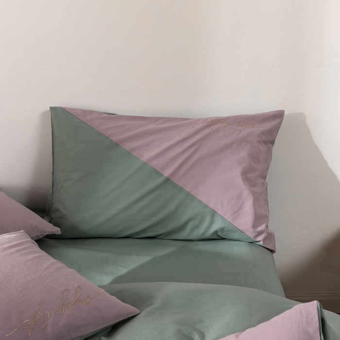 91家纺网 家纺一手货源 找家纺 朗莎家纺 2020新款水洗棉四件套 淡天蓝&雪青