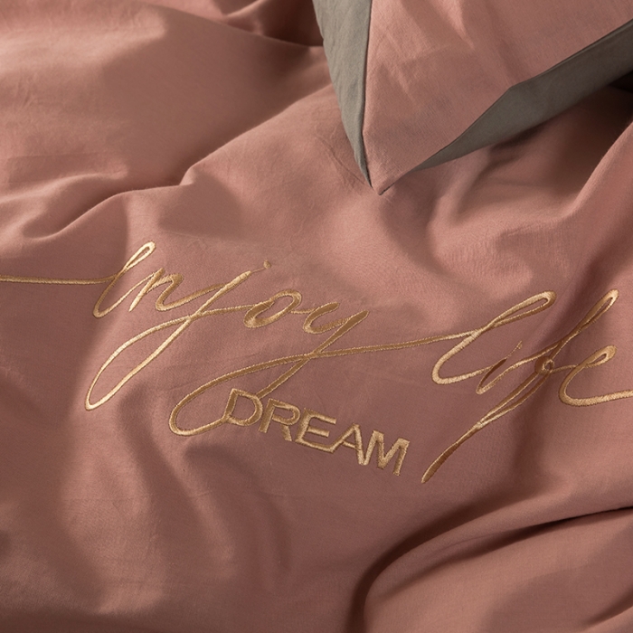 91家纺网 家纺一手货源 找家纺 朗莎家纺 2020新款水洗棉四件套 豆沙&amp;银灰