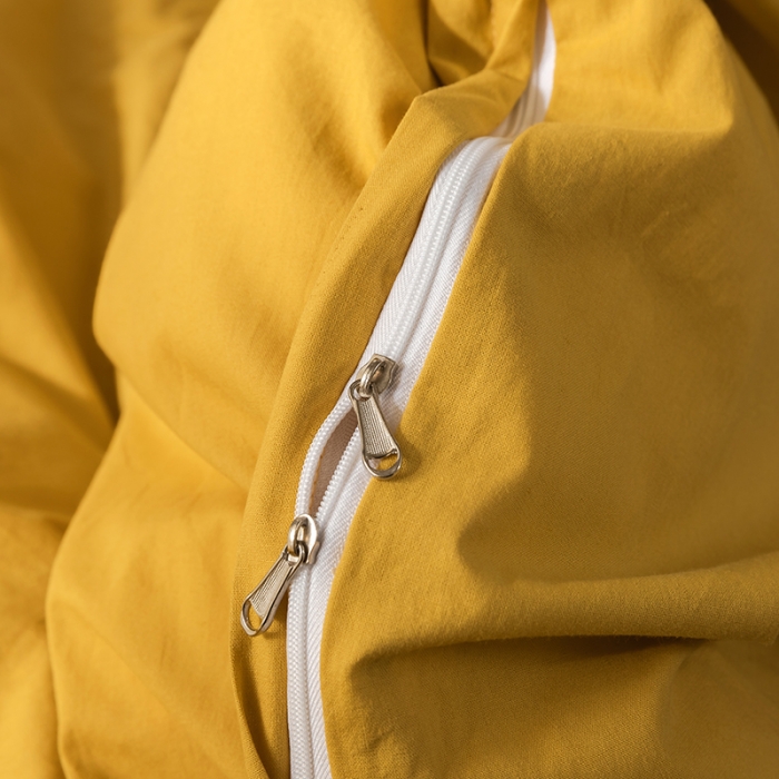 91家纺网 家纺一手货源 找家纺 朗莎家纺 2020新款水洗棉四件套 杏黄&amp;宝蓝