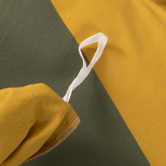 91家纺网 家纺一手货源 找家纺 朗莎家纺 2020新款水洗棉四件套 杏黄&amp;果绿