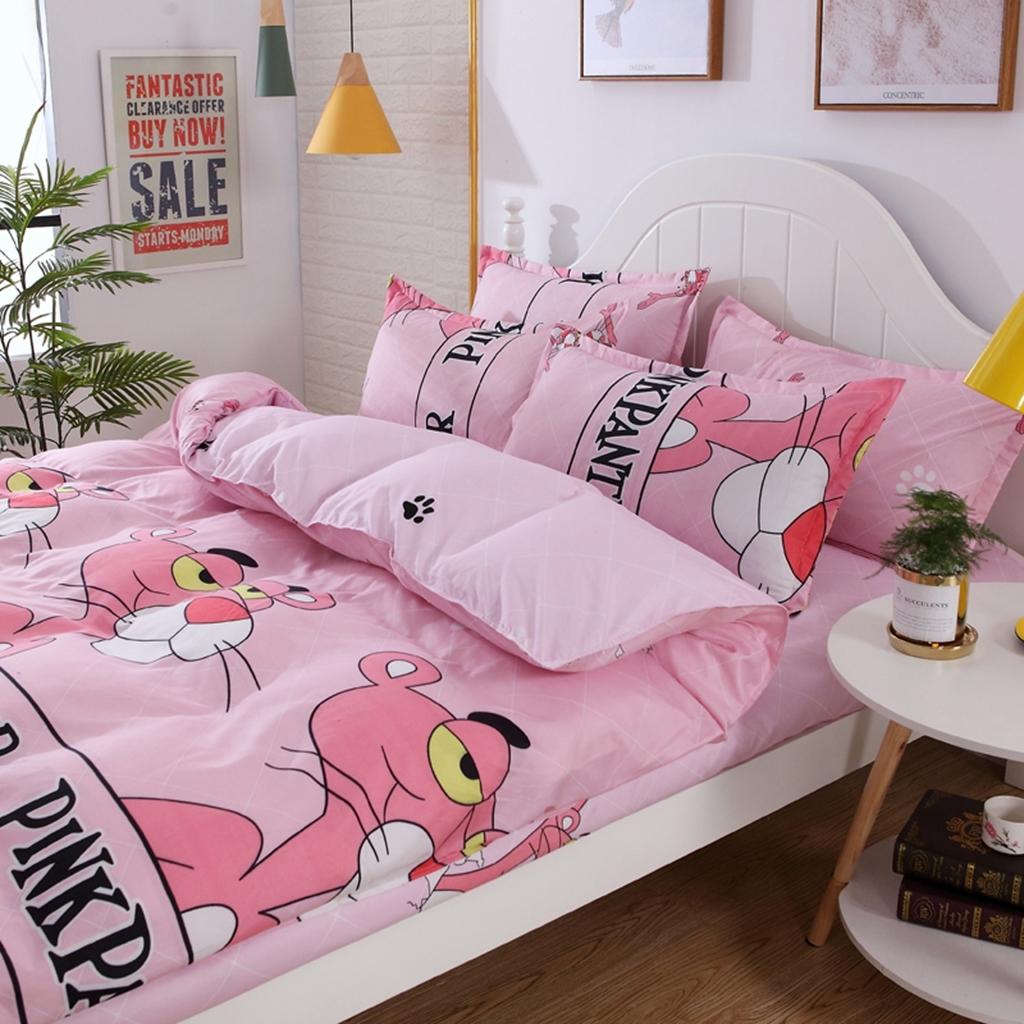 91家纺网 家纺一手货源 找家纺 百花王 2020新款花色活性芦荟棉四件套 大头粉红豹