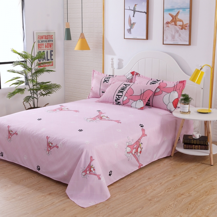 91家纺网 家纺一手货源 找家纺 百花王 2020新款花色活性芦荟棉四件套 开心粉红豹