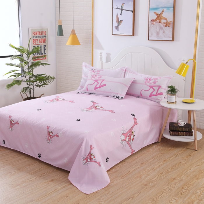 91家纺网 家纺一手货源 找家纺 百花王 2020新款花色活性芦荟棉四件套 开心粉红豹