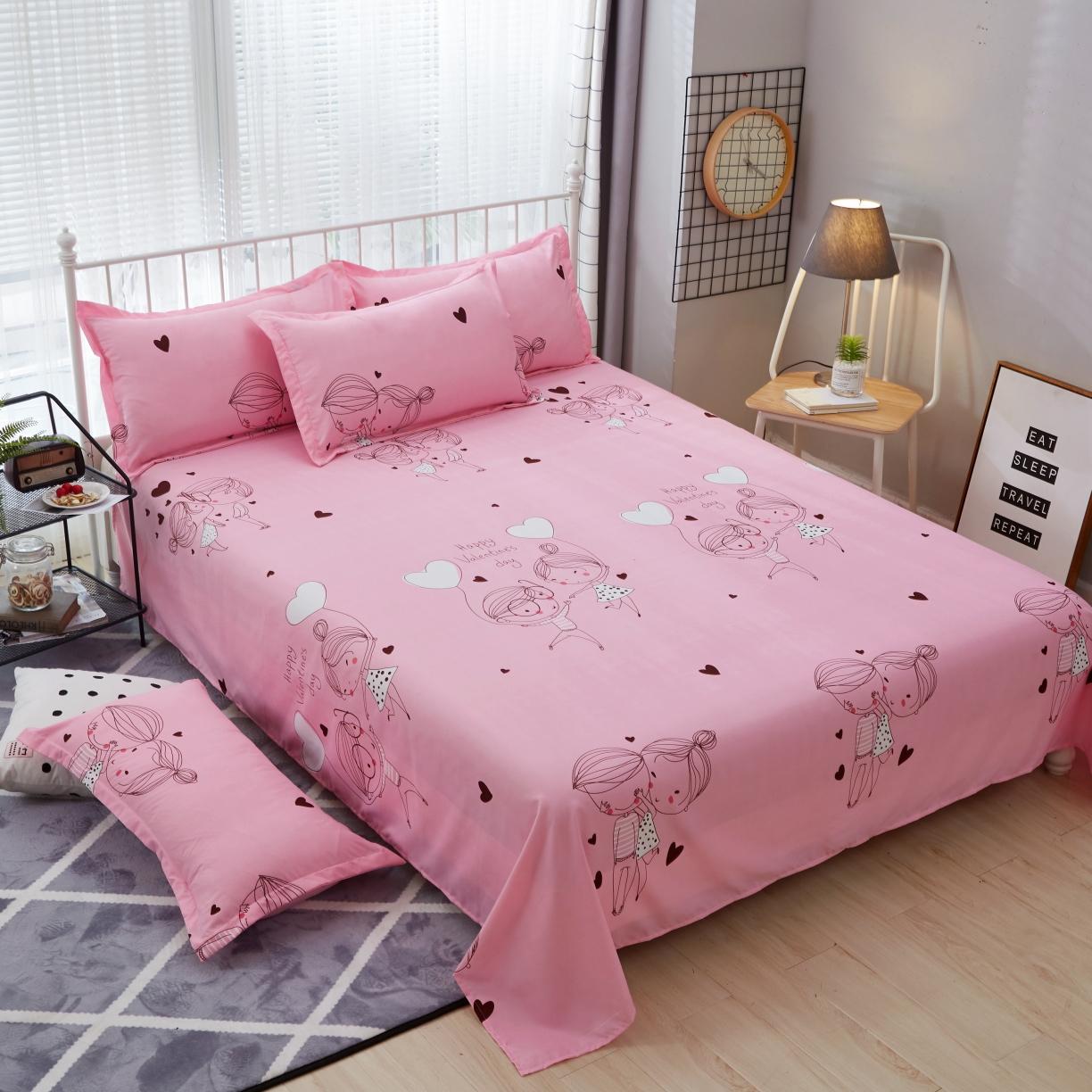 91家纺网 家纺一手货源 找家纺 百花王 2020新款花色活性芦荟棉四件套 浪漫满屋