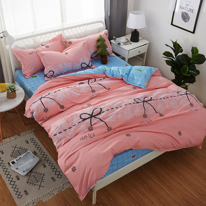 91家纺网 家纺一手货源 找家纺 百花王 2020新款花色活性芦荟棉四件套 柔情似水