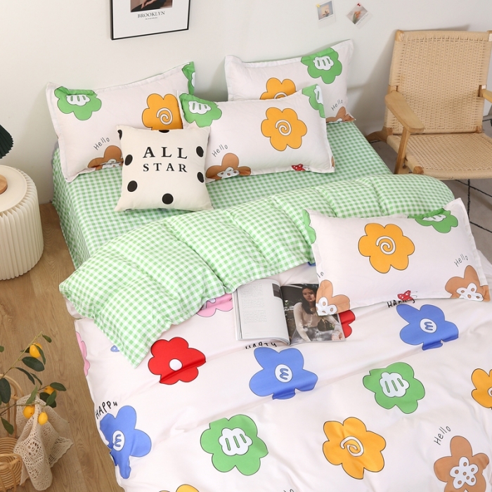 91家纺网 家纺一手货源 找家纺 百花王 2020新款花色活性芦荟棉四件套 花漾甜心