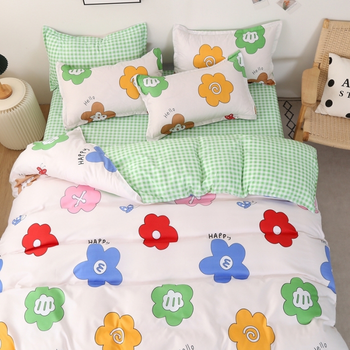 91家纺网 家纺一手货源 找家纺 百花王 2020新款花色活性芦荟棉四件套 花漾甜心