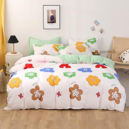 91家纺网 家纺一手货源 找家纺 百花王 2020新款花色活性芦荟棉四件套 花漾甜心