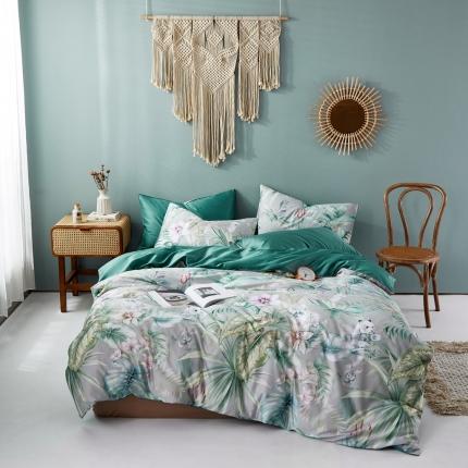 91家纺网 家纺一手货源 找家纺 （总）优然居2020新款60S长绒棉数码印花镶边款四件套