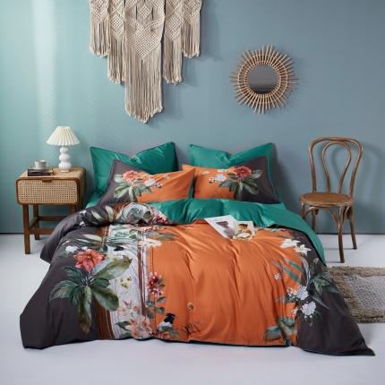 91家纺网 家纺一手货源 找家纺 优然居2020新款60S长绒棉数码印花镶边款四件套 森罗万象