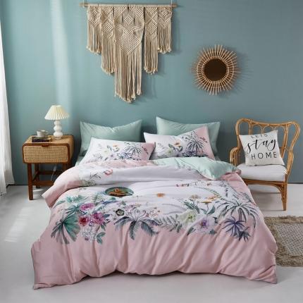 91家纺网 家纺一手货源 找家纺 （总）优然居2020新款60S长绒棉数码印花镶边款四件套