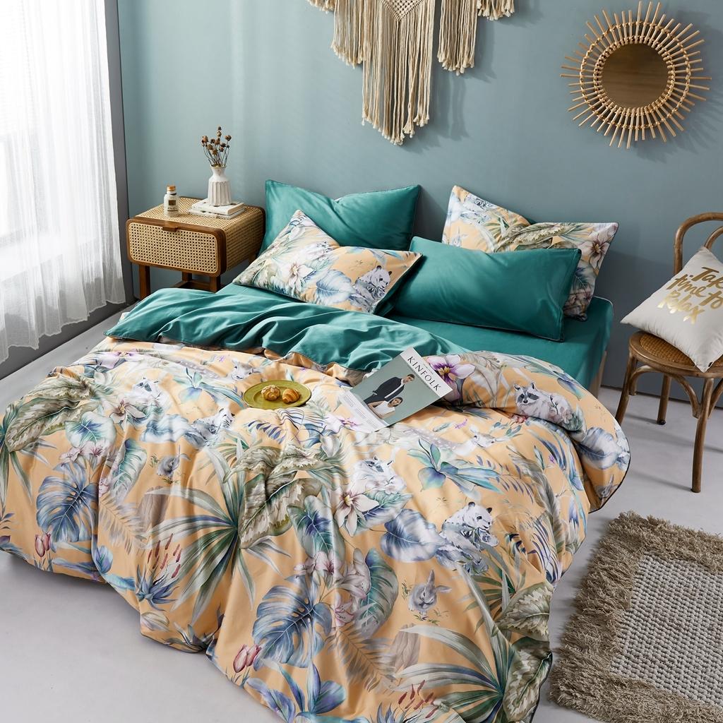 91家纺网 家纺一手货源 找家纺 （总）优然居2020新款60S长绒棉数码印花镶边款四件套