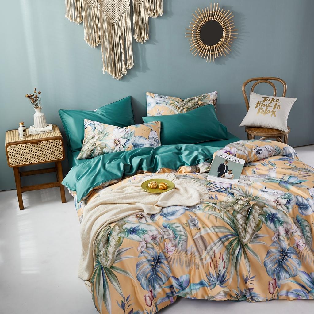 91家纺网 家纺一手货源 找家纺 （总）优然居2020新款60S长绒棉数码印花镶边款四件套