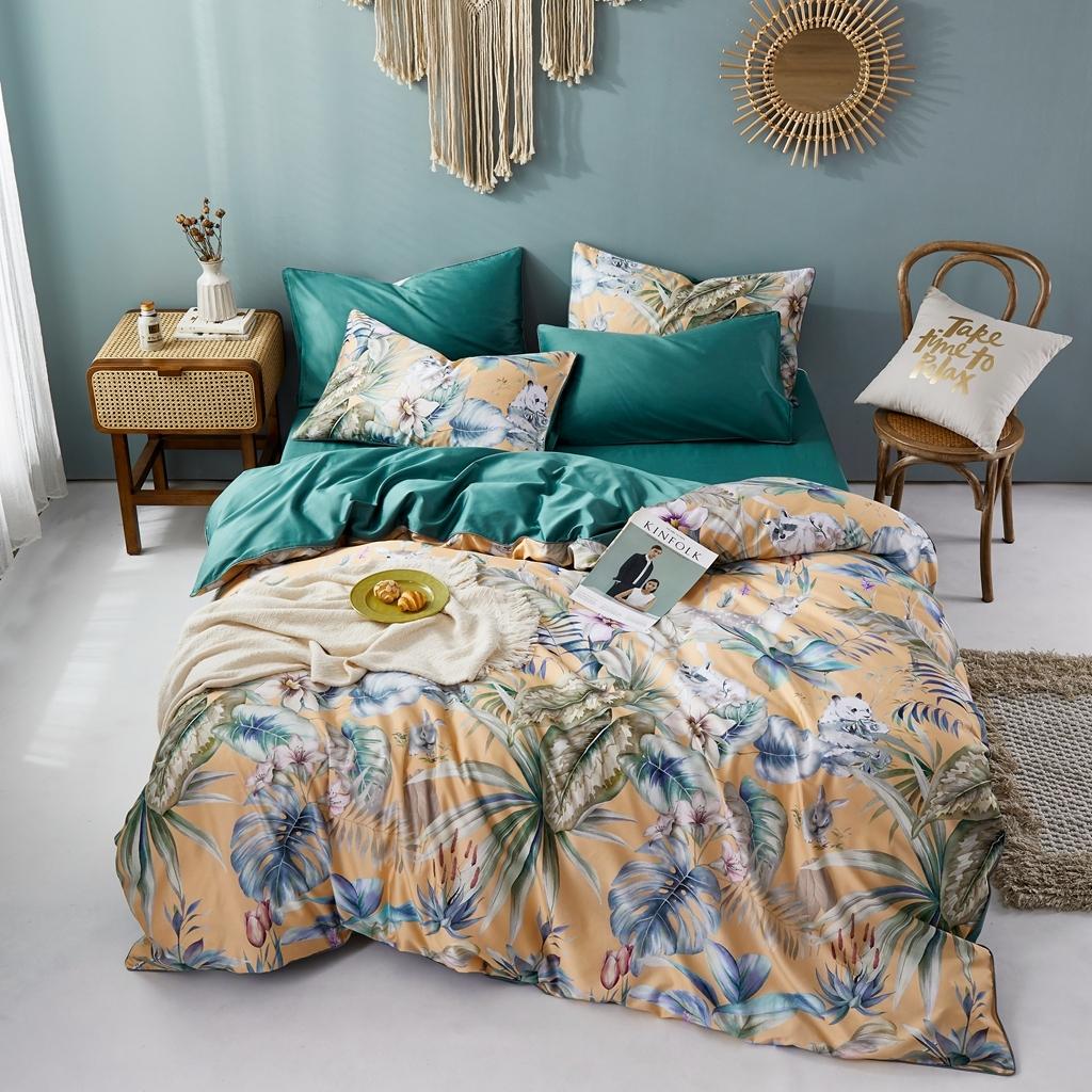 91家纺网 家纺一手货源 找家纺 （总）优然居2020新款60S长绒棉数码印花镶边款四件套