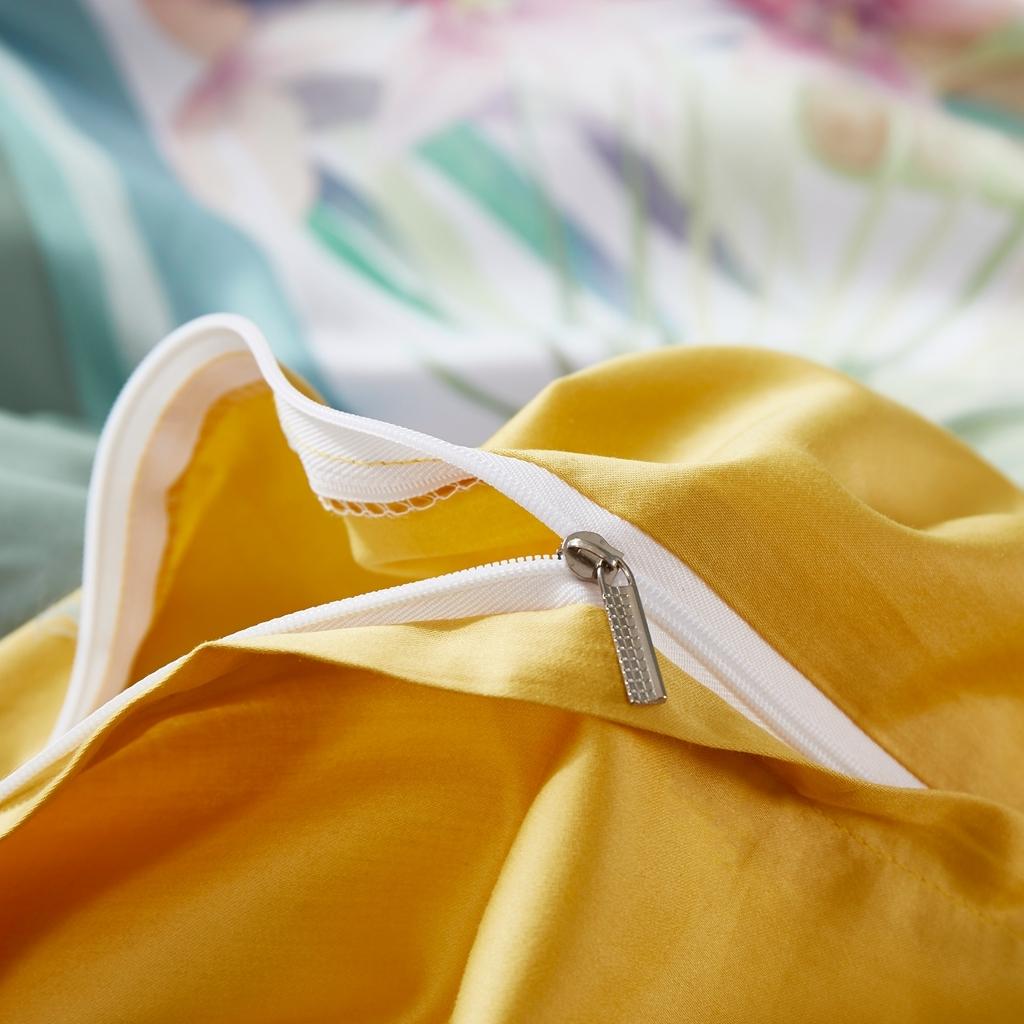 91家纺网 家纺一手货源 找家纺 优然居2020新款60S长绒棉数码印花镶边款四件套 塞尔玛米