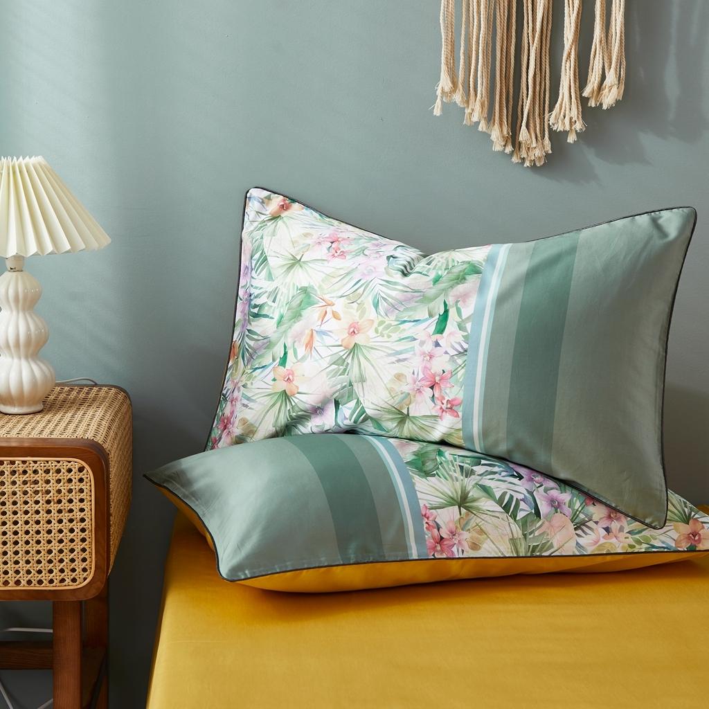 91家纺网 家纺一手货源 找家纺 优然居2020新款60S长绒棉数码印花镶边款四件套 塞尔玛米