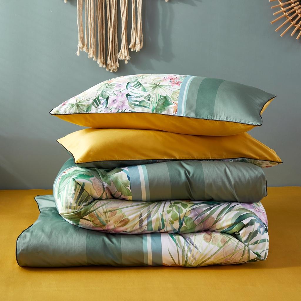 91家纺网 家纺一手货源 找家纺 优然居2020新款60S长绒棉数码印花镶边款四件套 塞尔玛米